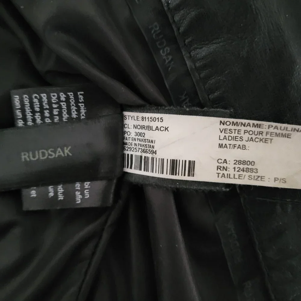 Rudsak short black leather jacket size small - Picture 3 of 7